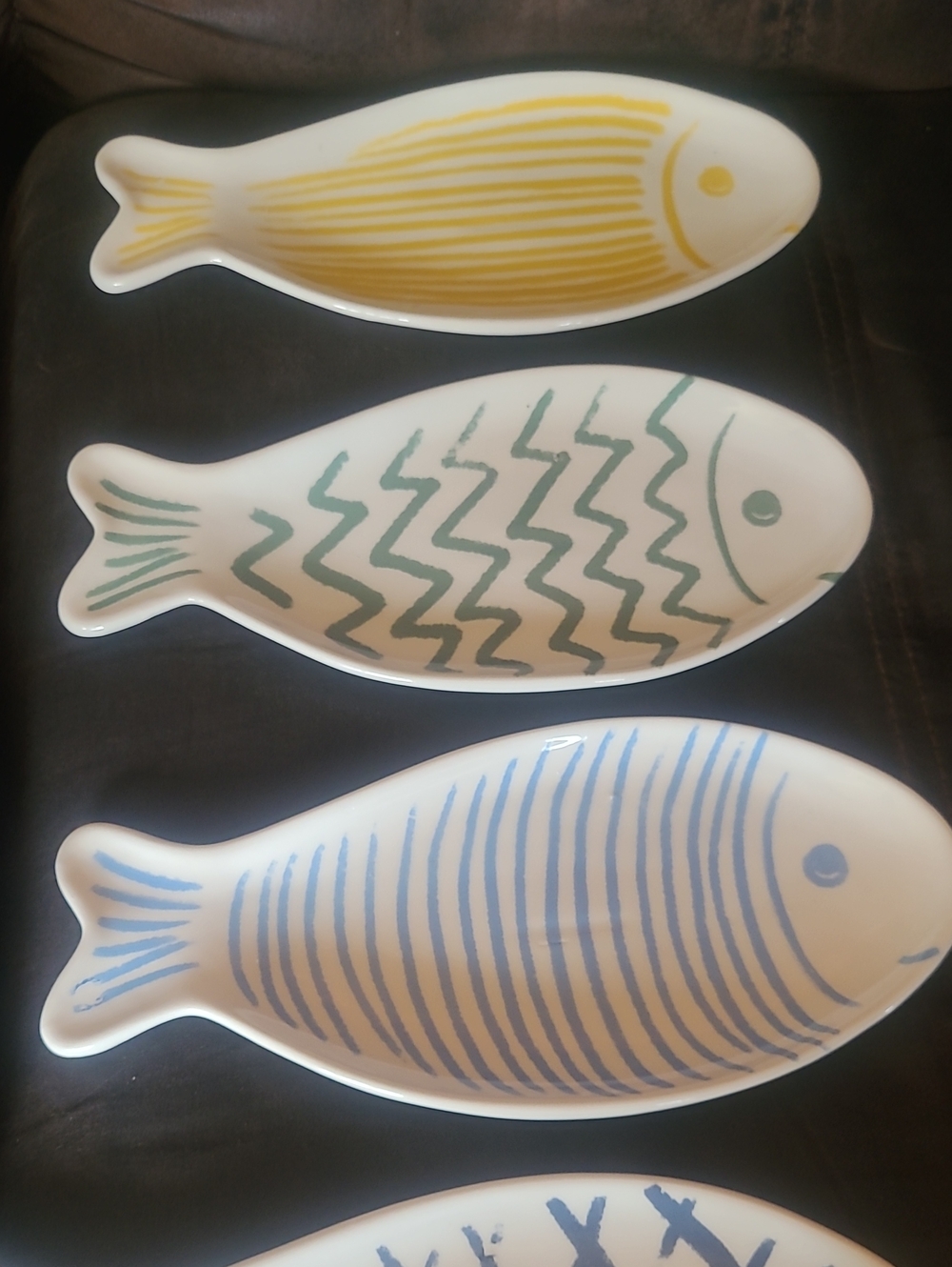 Ashland Fish Themes Serving Dishes in Yellow, Green, Blue, And Green